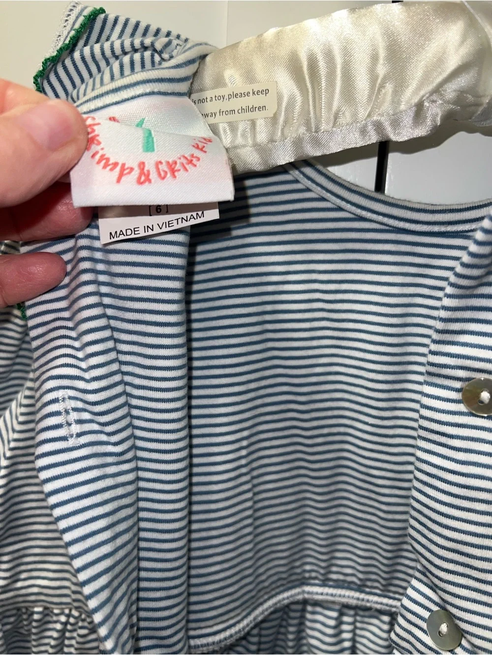 Shrimp & Grits Striped Smocked Mallard Duck Dress with Green Trim